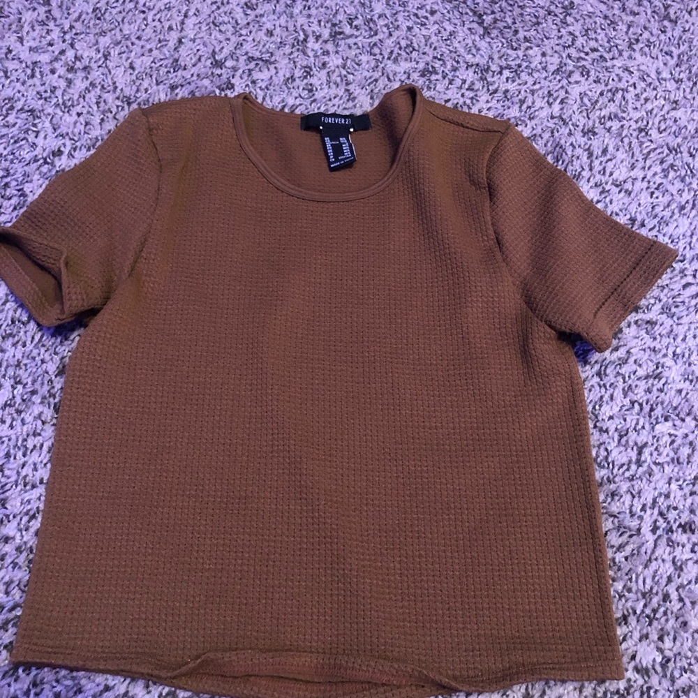 brown knitted crop top
